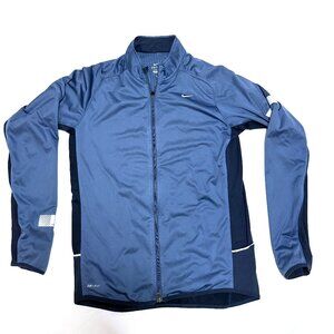 Men's Nike Element Full Zip Running Jacket Blue Medium Reflective Warm DriFit